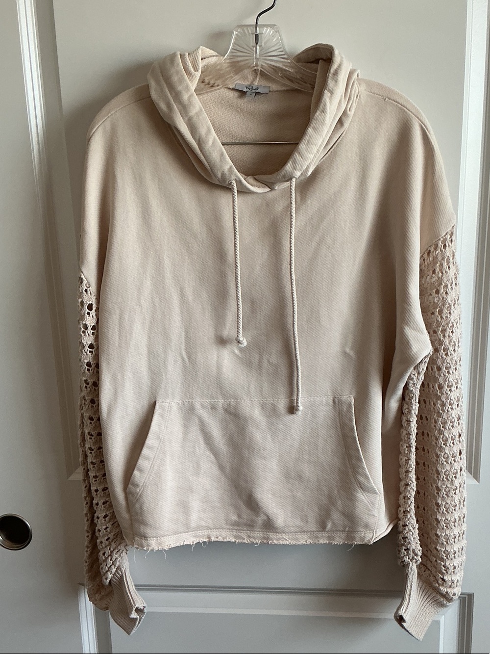 Rails Crochet-Sleeve Hoodie - Cream